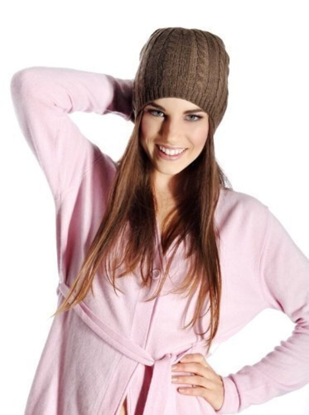 3836 : 100% Pure Cashmere Unisex Toque Hat Beanie Color: Dark Brown, Size: